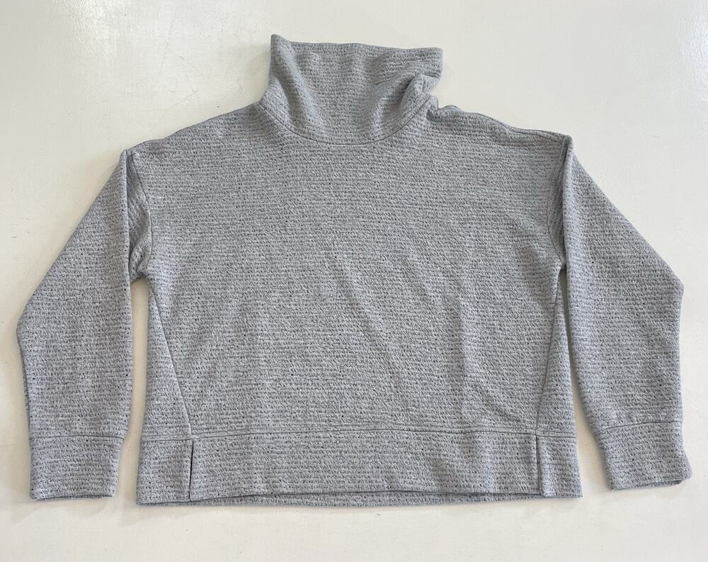CALIA by Carrie Underwood Textured Funnel Neck Pullover Sweater Gray Large